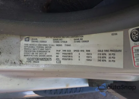 2006 Chevrolet Colorado Lt из США, поврежденный, VIN 1GCDT136168253675